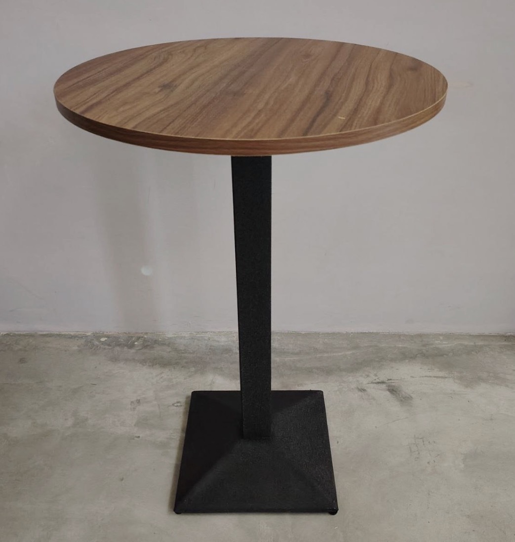 Walnut Top with Black Metal Base Cocktail Table -or- Bar Table