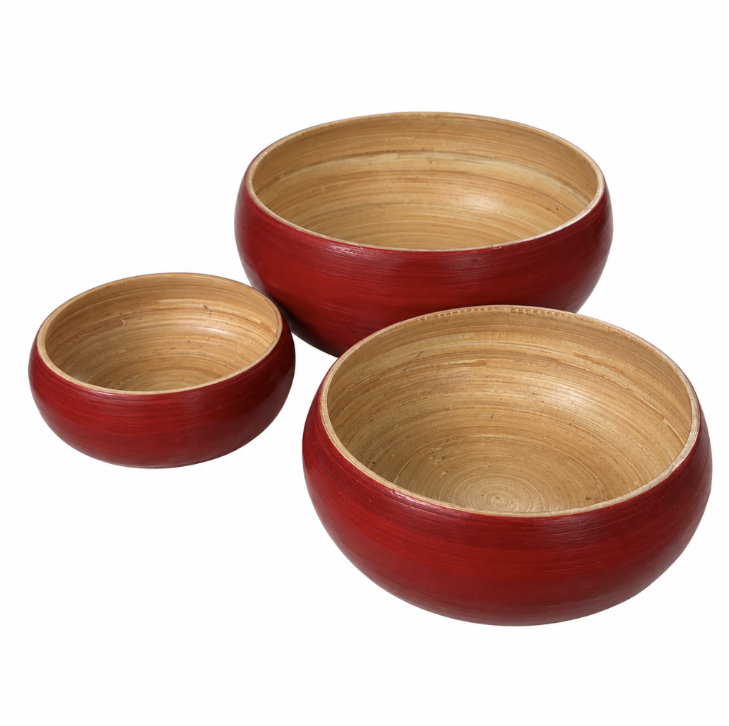 Red Natural Bamboo Bowls