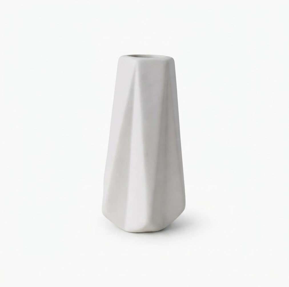 White Geometric Vase