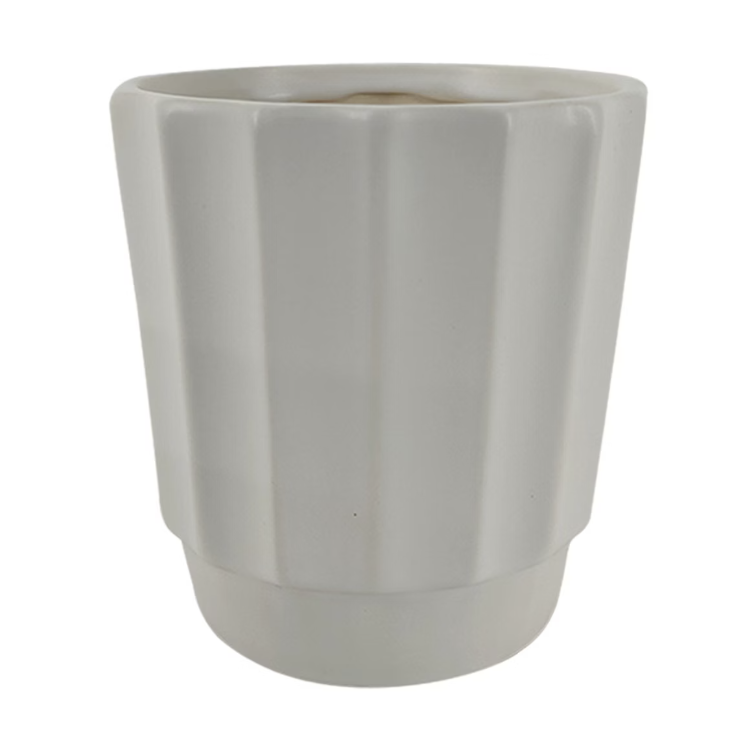 Off-White Scallop Ribbed Pot/Vase