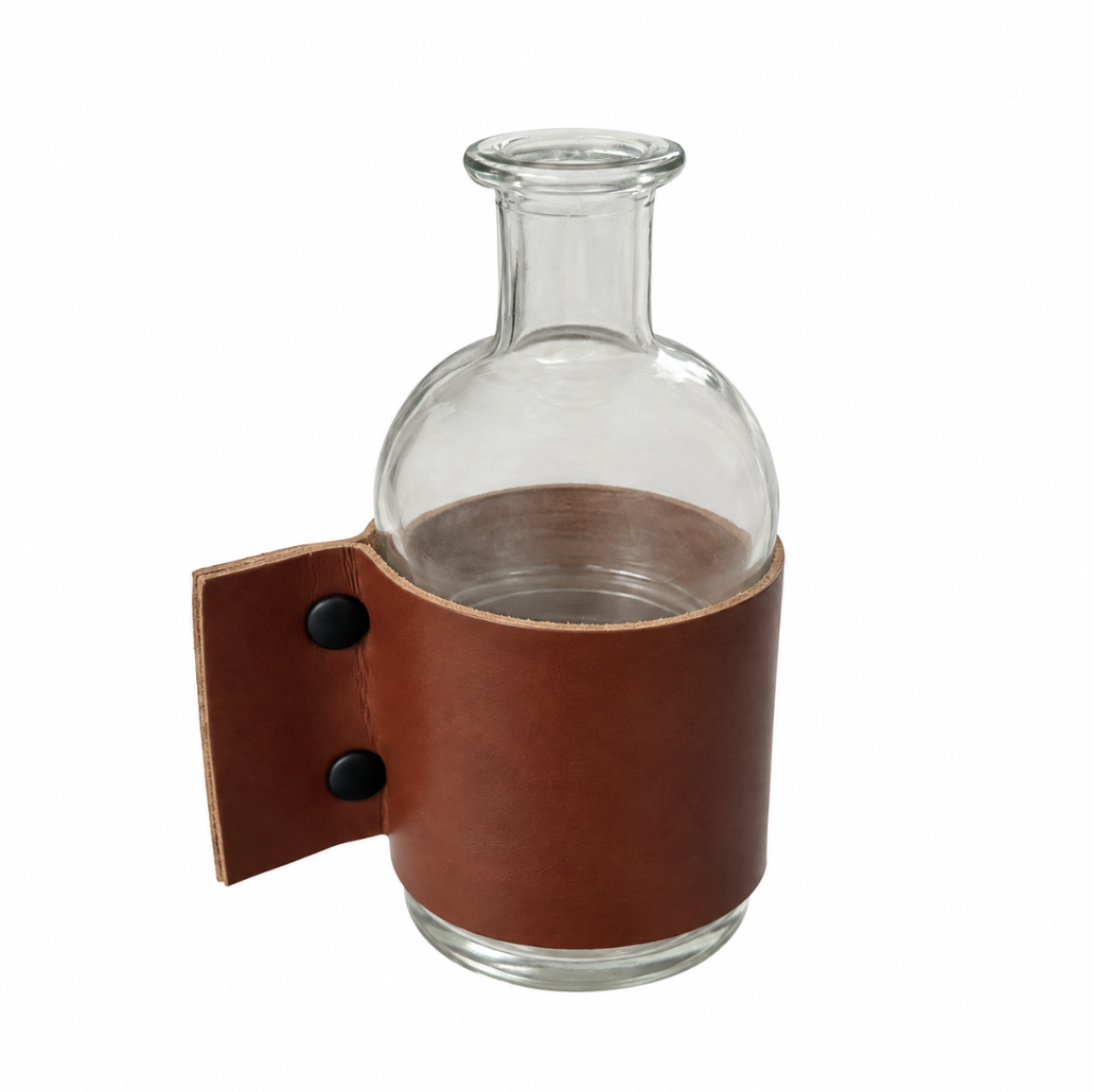 Leather Sash Glass Bottle