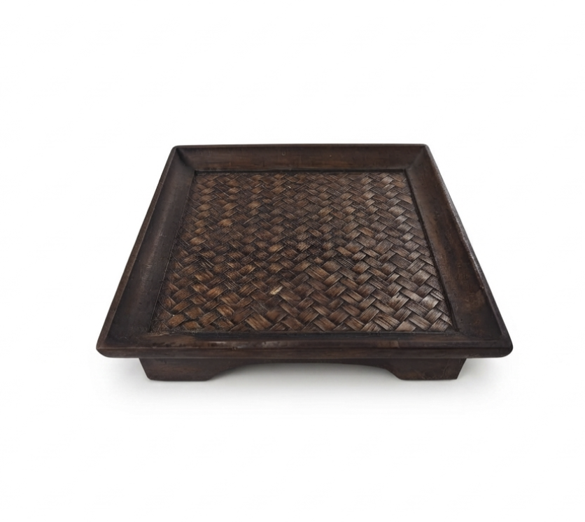 Dark Woven Wood  Tray