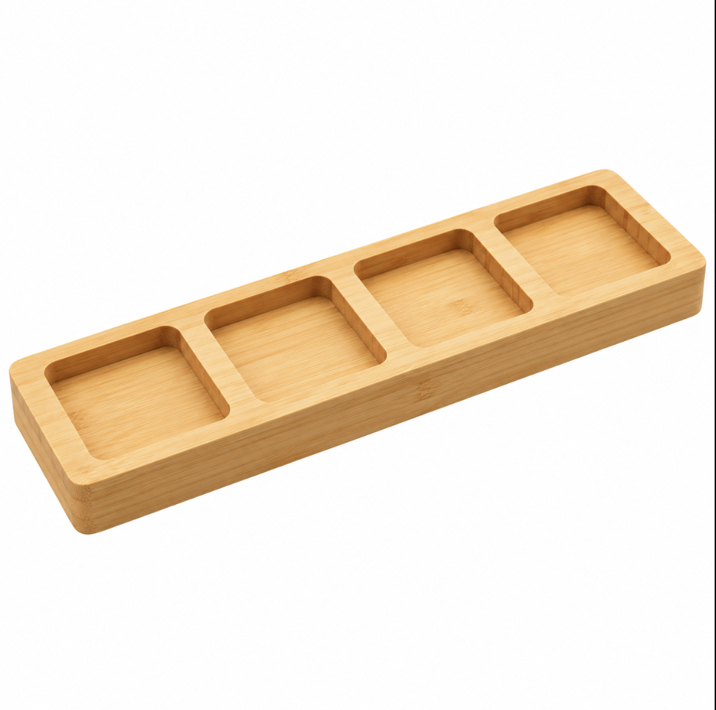 4 -Compartment Bamboo Food or Display