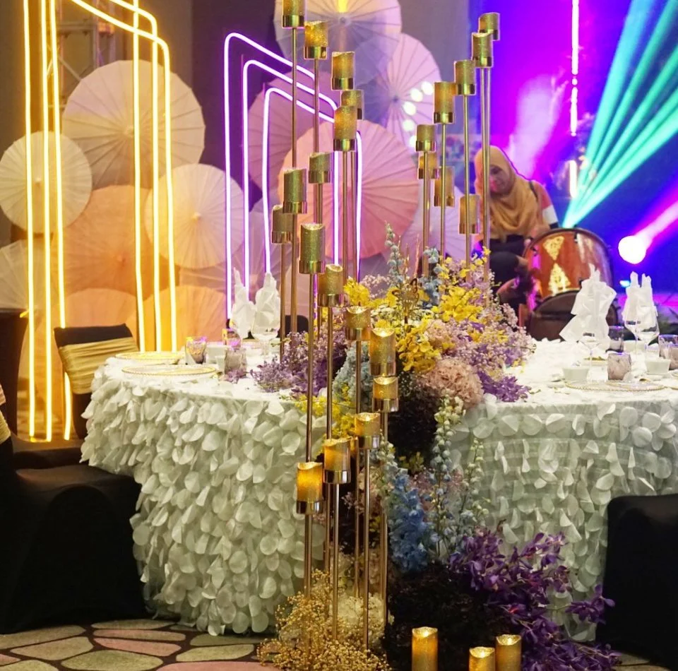 Multi-Tier Gold Candle Stand