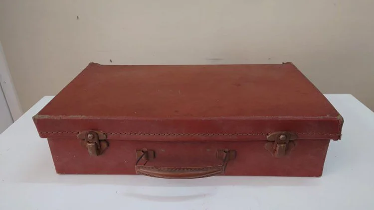 Vintage Tan Leather Suitcase