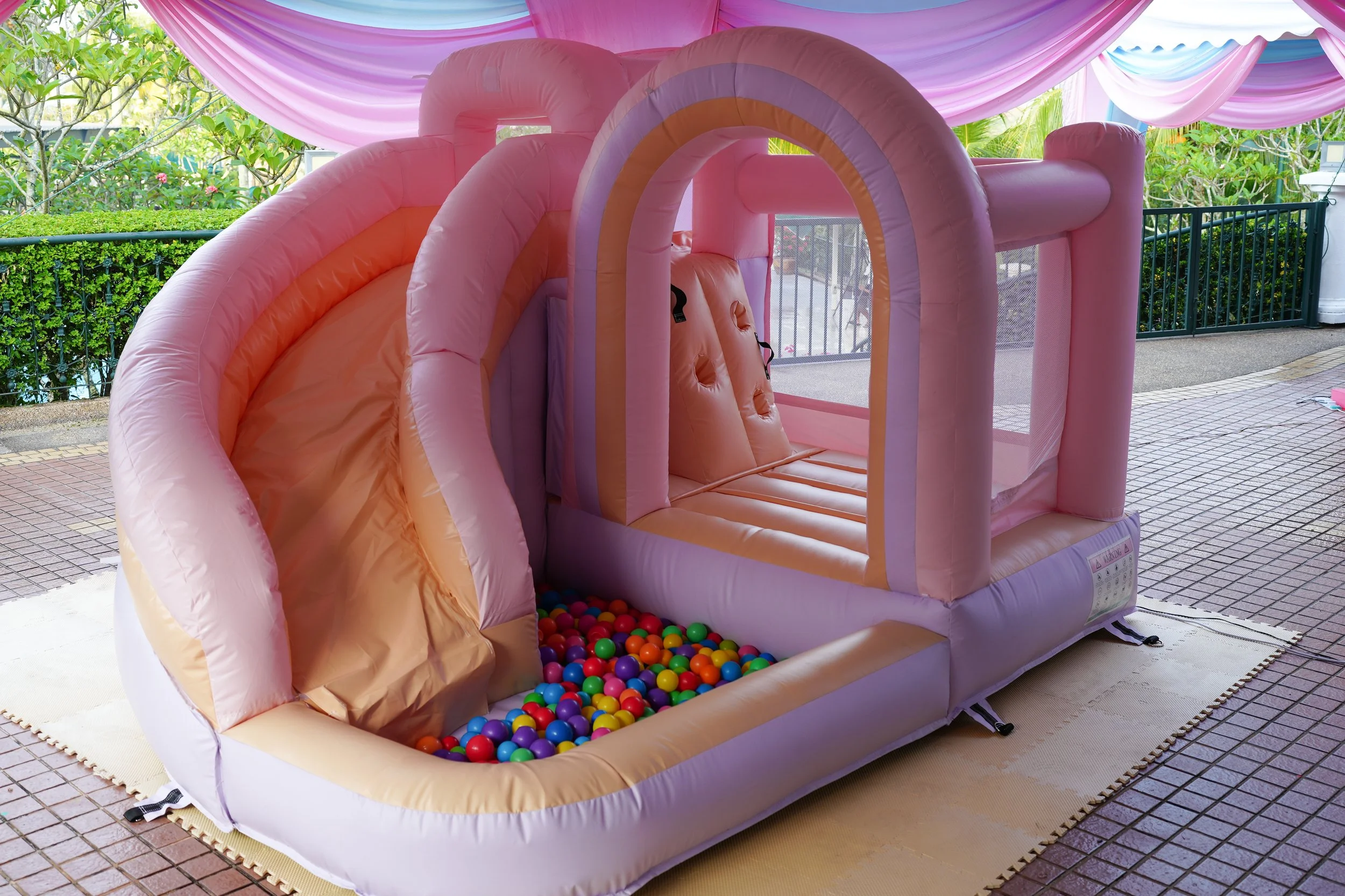 Rainbow Bouncer,Slide and Ball Pit Combo Bouncy Castle