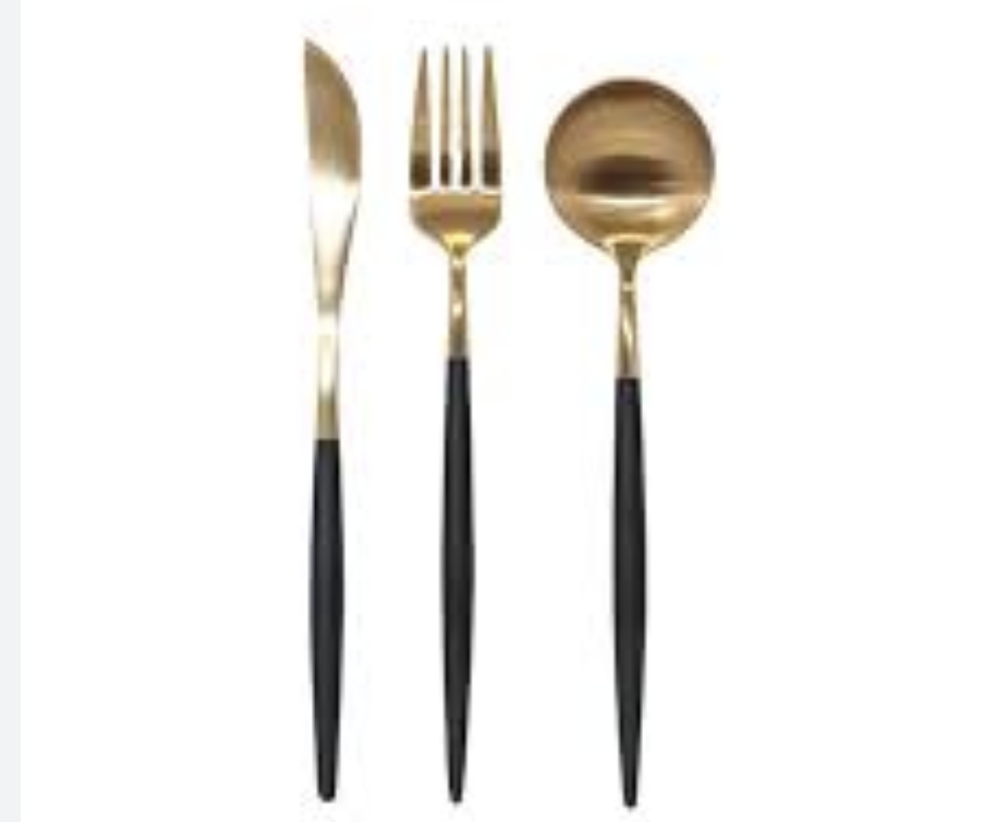 Black and Gold 3 piece Cutlery Set