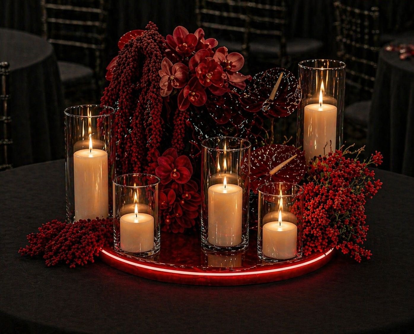 Red Neon Table Centrepieces