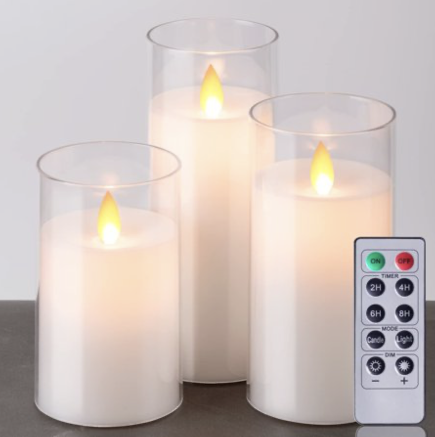 Flameless Candles Clear Vase