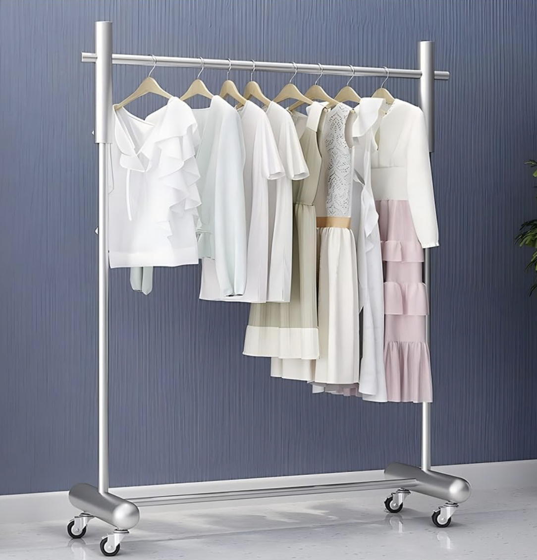 Mobile Clothes Rack in Silver