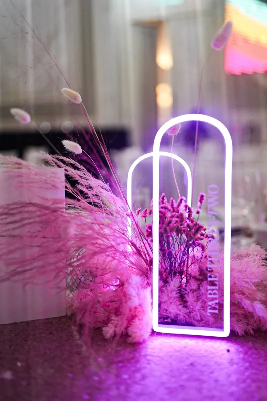 Neon table Centerpiece with Table Number