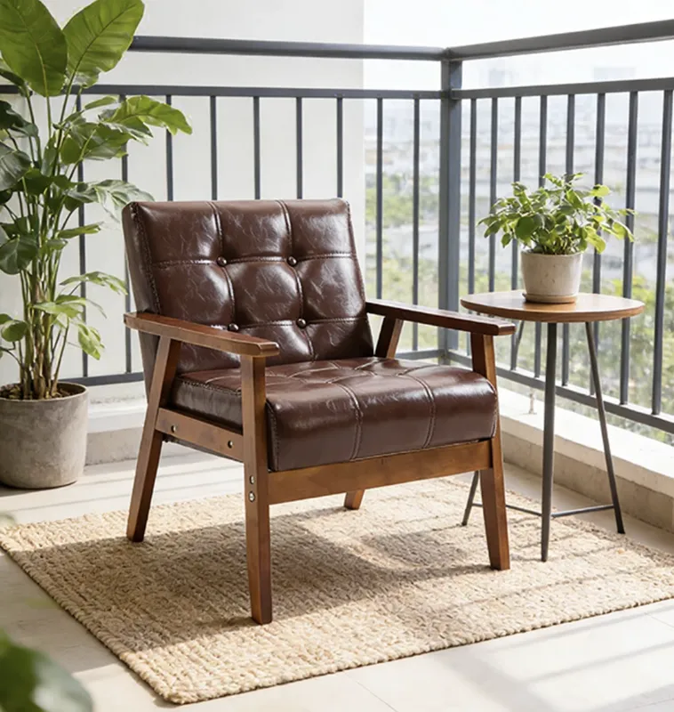 Retro Leather Brown Arm Chair