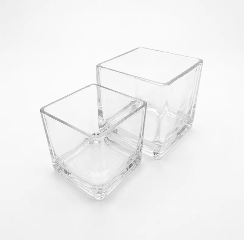 Square Clear Glass  Vase
