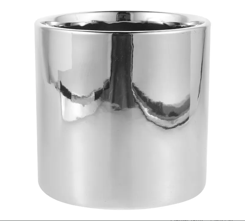 Chrome Silver Cylinder Ceramic Vase/Pot
