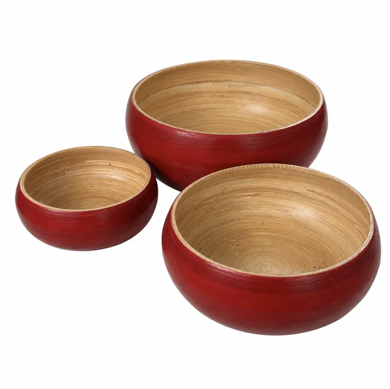 Red Natural Bamboo Bowls