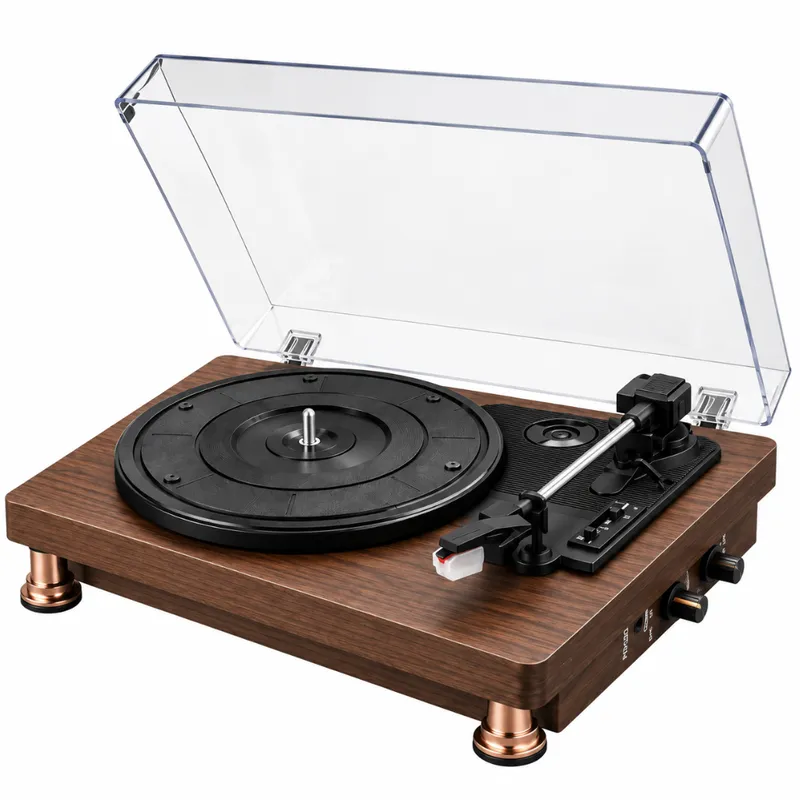 Vintage-style 3-speed Bluetooth vinyl record player