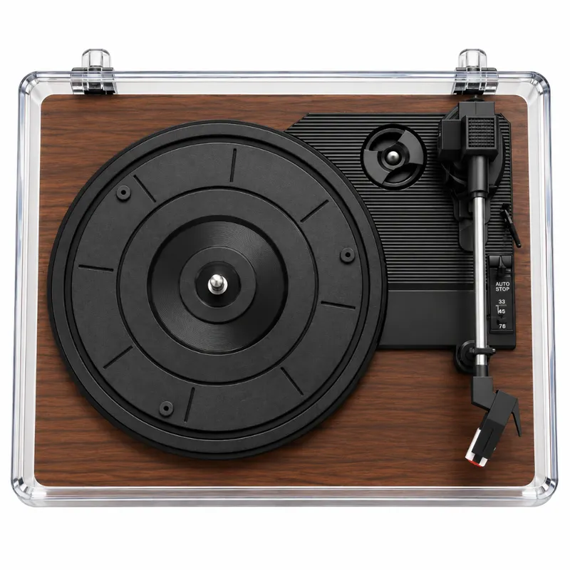 Vintage-style 3-speed Bluetooth vinyl record player
