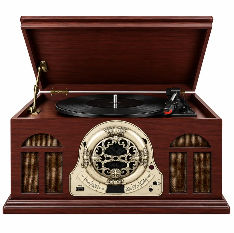 Vintage Radio Turntable, CD, Cassette Player Model
