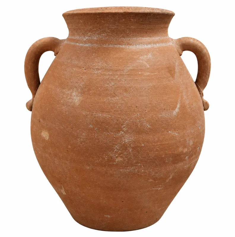 Bulbous Rustic Terracotta Amphora with 2-handles