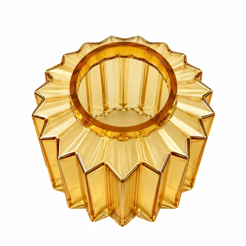 Amber Pleated Glass Vase
