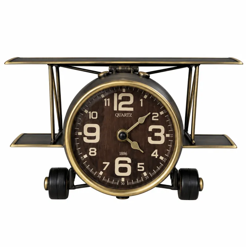 Metal Biplane Clock