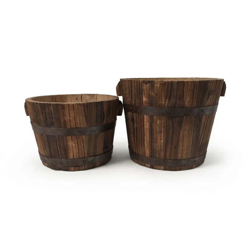 Rustic Wooden Barrel with handles