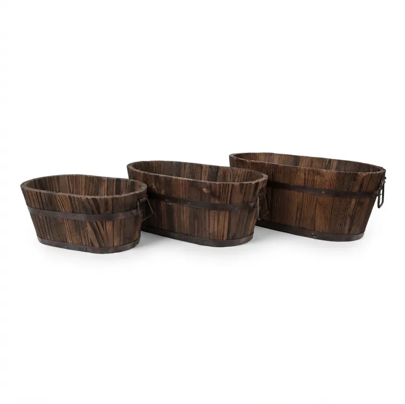 Rustic Oval Wooden Barrel
