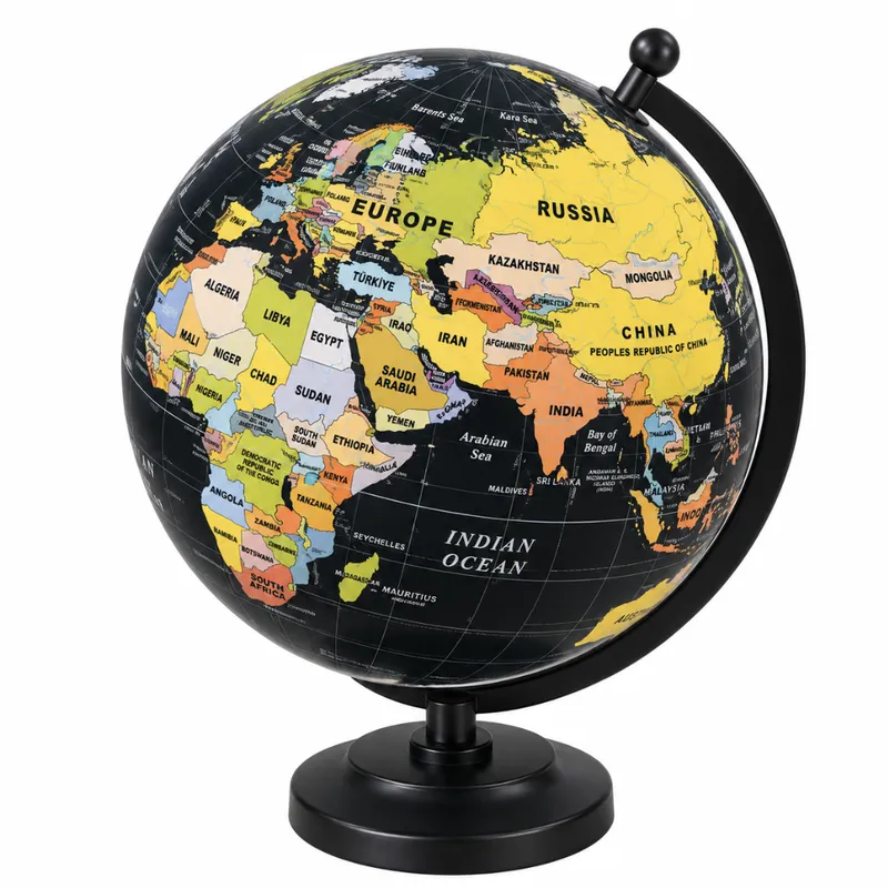 World Globe on Black Stand