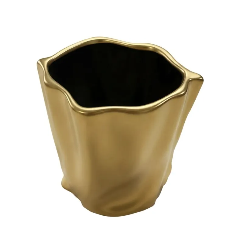Gold Chrome Ruffled Vase