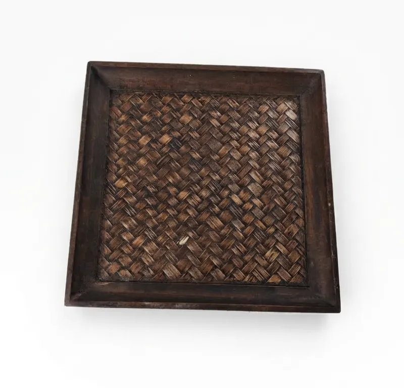 Dark Woven Wood  Tray