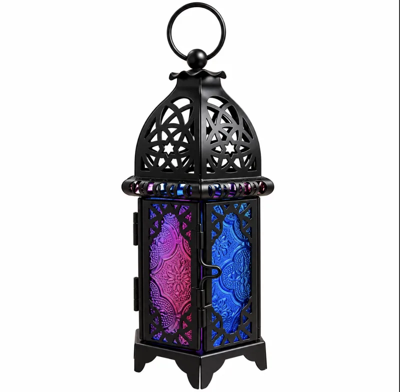 Moroccan Style Candle Lantern Stained Glass