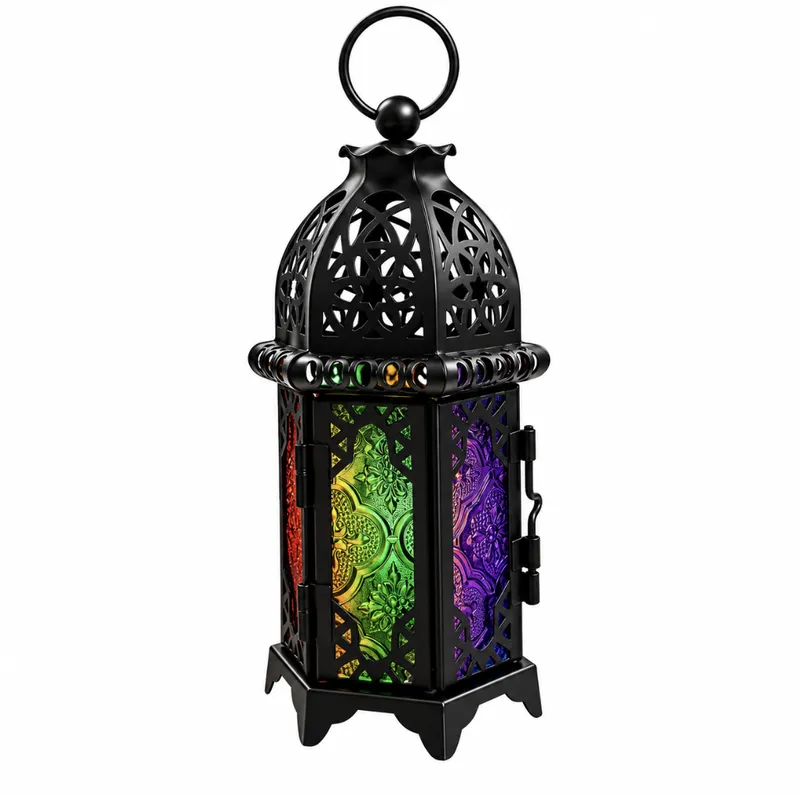Moroccan Style Candle Lantern Stained Glass