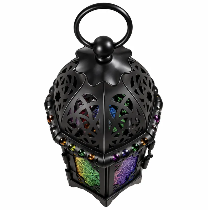 Moroccan Style Candle Lantern Stained Glass