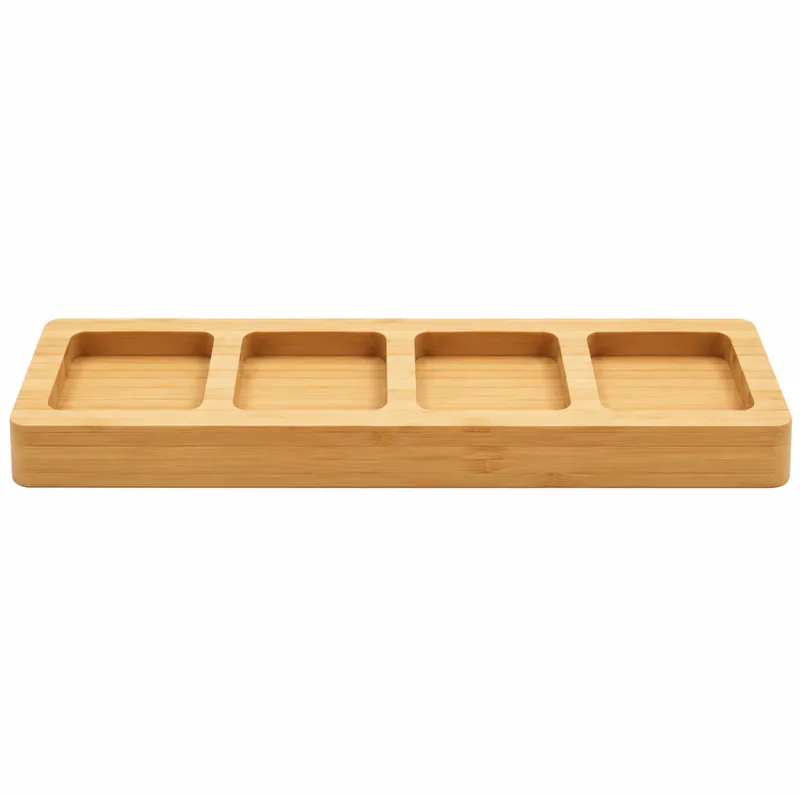 4 -Compartment Bamboo Food or Display