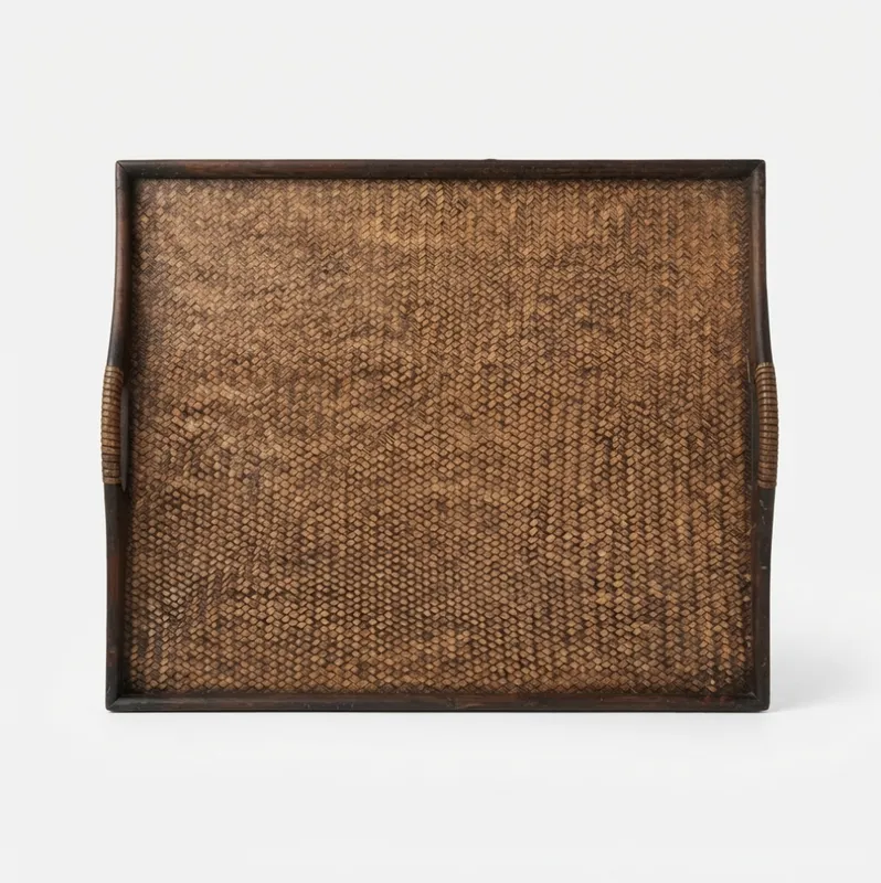 Large Rectangular Handwoven Rattan Tray