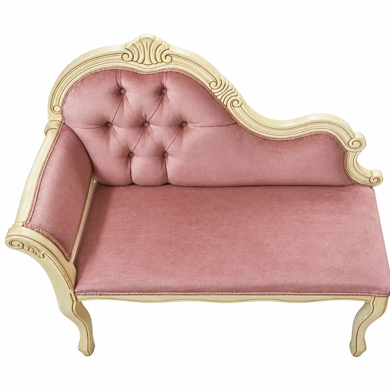 Vintage Ornate Ivory and Dusty Rose Chaise Bench