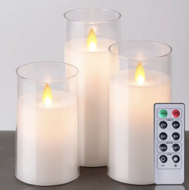 Flameless Candles Clear Vase